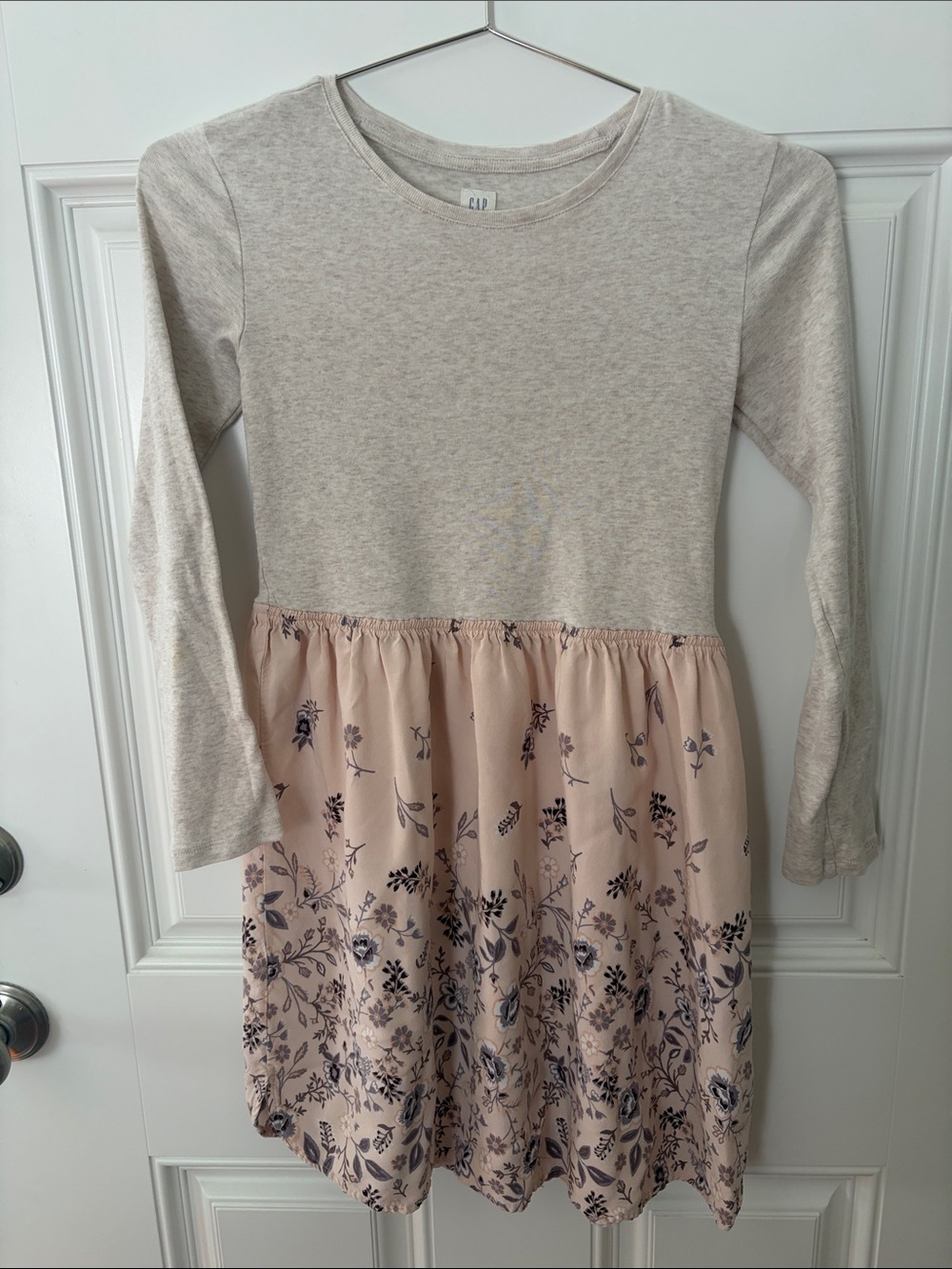 GAP Beige Top with Pink Floral Skirt Kids Dress